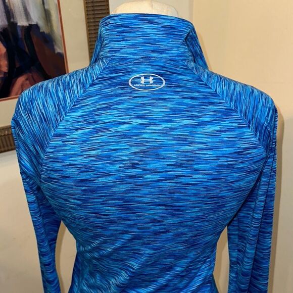 Under Armour Blue Fitted Long Sleeve Zippered Sweatshirt Size Small - Picture 8 of 11